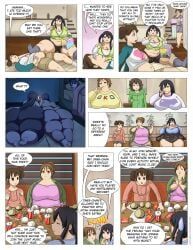 k-on!, 3girls, belly, belly_bulge, cake