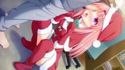 fuyuichi_monme, 1boy, 1girl, after_fellatio, barefoot