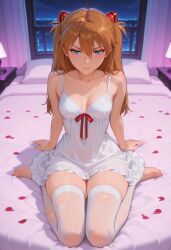 asuka_langley_soryu, evangelion, 1girl, barefoot, bedroom