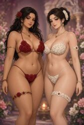rgomez007, 2girls, arm_accessory, armlet, armpit_crease