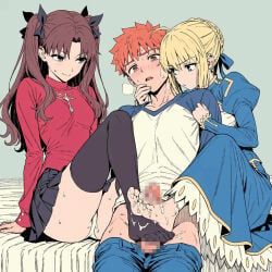 artoria_pendragon_(fate), emiya_shirou, saber, saber_(fate), tohsaka_rin