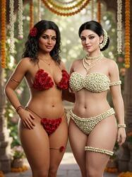 rgomez007, 2girls, arm_accessory, armlet, arms_around_waist