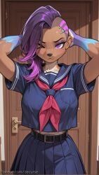 sombra, overwatch, decurse, 1girl, asymmetrical_hair