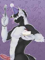 animal_genitalia, animal_penis, anthro, birthday, black_body