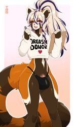 thericegoat, ailurid, anthro, biped, bulge