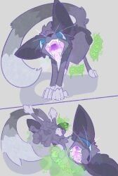 soft_bugg, abdominal_bulge, blush, bodily_fluids, bone