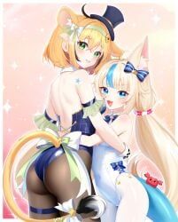 dooby, sameko_saba, indie_virtual_youtuber, felixkohai, 2girls