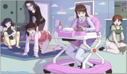 cushypen, rocket_manatee, 5girls, :d, abdl