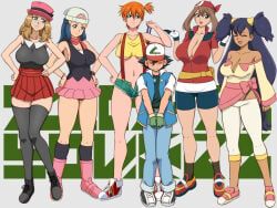dawn_(pokemon), gym_leader, iris_(pokemon), kasumi_(pokemon), may_(pokemon)