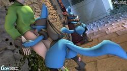 lucario, lucario_(female), pokemon_(species), pokemon, glitched_securitron
