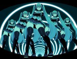 hatsune_miku, vocaloid, 5girls, aqua_eyes, aqua_hair