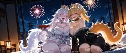 boosette, bowsette, mario, princess_king_boo, super_crown