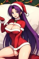 athena_asamiya, christmas, king_of_fighters, 1girls, big_breasts