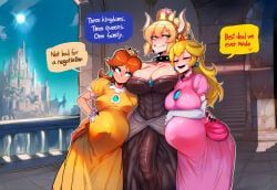 bowsette, princess_daisy, princess_peach, super_crown, mario_(series)