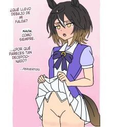stay_gold_(umamusume), umamusume, blushing, flashing, flat_chest