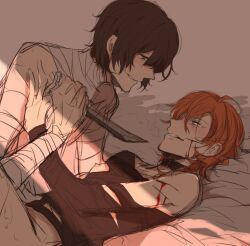 chuuya_nakahara, dazai_osamu, bungo_stray_dogs, artist_request, bandage