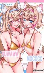 fuwawa_abyssgard, mococo_abyssgard, 2girls, accessory, adult