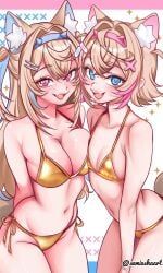 fuwawa_abyssgard, mococo_abyssgard, 2girls, accessory, adult