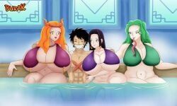 boa_hancock, boa_marigold, boa_sandersonia, monkey_d_luffy, one_piece