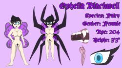 arachnid, arthropod, barefoot, black_hair, black_lips