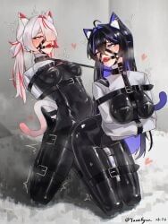 original, yuseiryao, 2girls, arms_behind_back, ball_gag