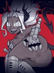 judgement_(helltaker), helltaker, star_rifle, anus, big_breasts