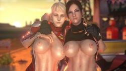 claire_redfield, elza_walker, resident_evil, 2girls, abs