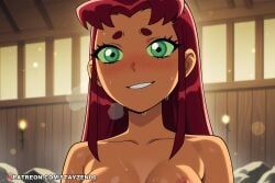 teen_titans, 1girl, blush, breasts, collarbone