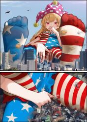 clownpiece, touhou, 1girls, clothed_masturbation, destruction