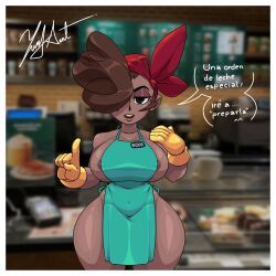 roxie_(skullgirls), skullgirls, zeusart, 1girls, apron