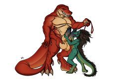 crius, v-i-e, 2_penises, 4_arms, animal_genitalia