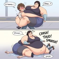 1boy, 1girl1boy, 1girls, butt_smother, crushing