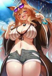 ceobe_(arknights), utage_(arknights), arknights, 1girls, beach