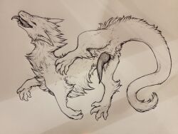 monstrousonmain, dragon, erection, feral, furred_dragon