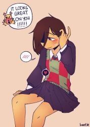 kris_(deltarune), noelle_holiday, deltarune, beetleevil, blush