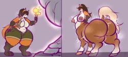 sralivewolfox, after_transformation, anthro, anthro_to_taur, ass_expansion