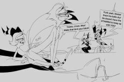 blitzo_(helluva_boss), millie_(helluva_boss), moxxie_(helluva_boss), stolas_(helluva_boss), hellaverse