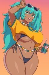 brazilian_miku, hatsune_miku, vocaloid, kabeume, 1girl