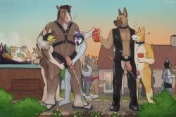 flugeldog, alcohol, anthro, balls, beverage