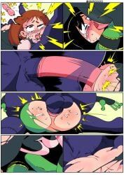 nomu, ochako_uraraka, ochako_uraraka_(hero_outfit), tsuyu_asui, tsuyu_asui_(hero_outfit)