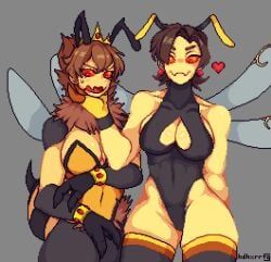 krone_blumen_(hanaarts), queen_wasp, rosen_(hanaarts), hdhx, 2girls