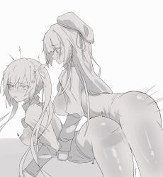 matsumura_fuuka, morimoto_yuni, assault_lily, 2girls, arched_back