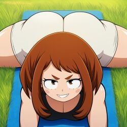 ochako_uraraka, uraraka_ochako, my_hero_academia, 1girls, above_view