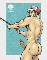 fisherman_(pokemon), pokemon, triceramonster, 1boy, armpit