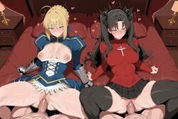 artoria_pendragon, tohsaka_rin, fate_(series), patreon, 1boy