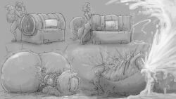 mink_of_the_end, 1boy, anthro, balls, balls_expansion