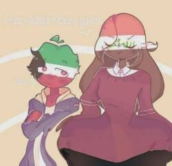 iraq_(countryhumans), kuwait_(countryhumans), countryhumans, 1boy, 1girls