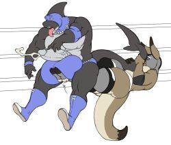 tezukuri, anthro, attack, balancing_on_tail, ballbusting