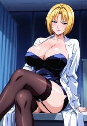 kitami_reika, bible_black, 1girls, big_breasts, blonde_hair