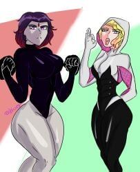 gwen_stacy, rachel_roth, raven_(dc), spider-gwen, dc